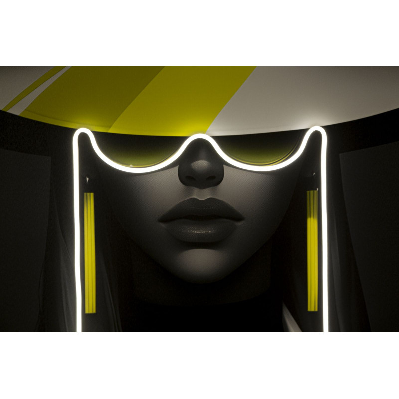 Grande Toile murale lumineuse LED Pop art Femme chic Cadre noir 80x120 Margot 