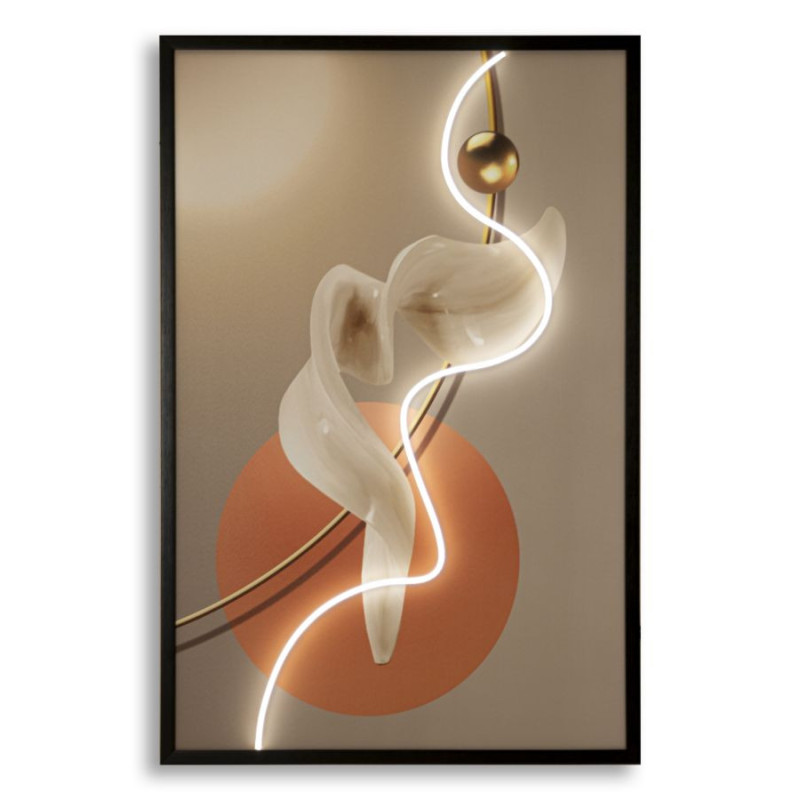 Grande Toile murale lumineuse LED abstraite graphique Cadre noir 80x120 Abstract A 