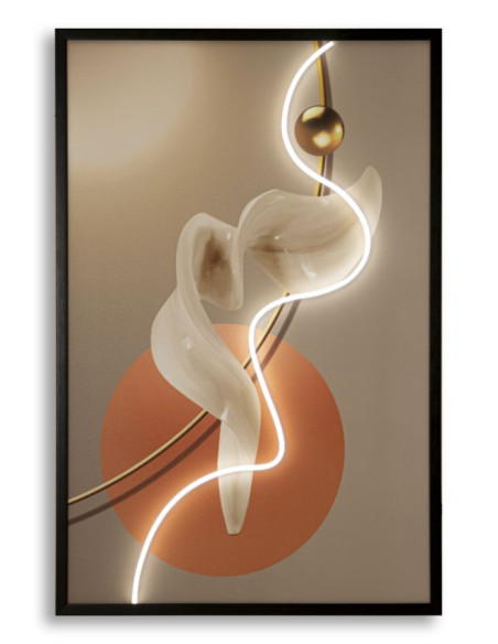 Grande Toile murale lumineuse LED abstraite graphique Cadre noir 80x120 Abstract A 