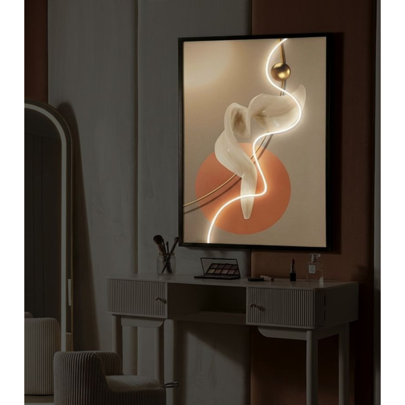 Grande Toile murale lumineuse LED abstraite graphique Cadre noir 80x120 Abstract A 