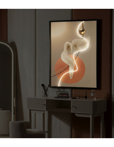 Grande Toile murale lumineuse LED abstraite graphique Cadre noir 80x120 Abstract A 