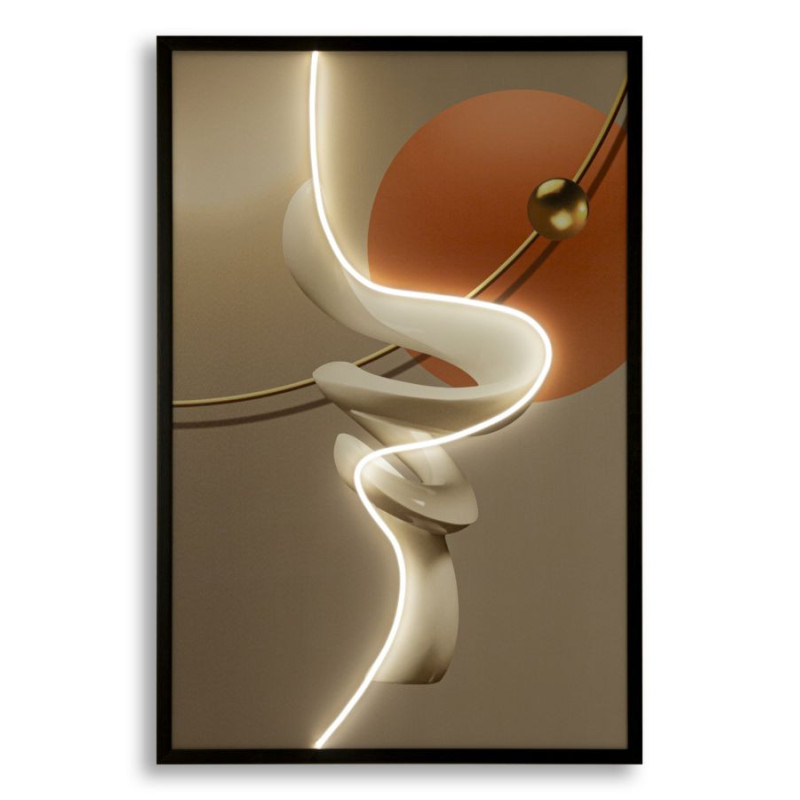 Grande Toile murale lumineuse LED abstraite graphique Cadre noir 80x120 Abstract B 