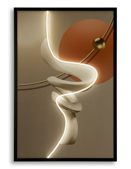 Grande Toile murale lumineuse LED abstraite graphique Cadre noir 80x120 Abstract B 