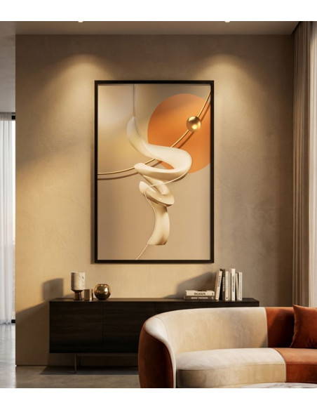 Grande Toile murale lumineuse LED abstraite graphique Cadre noir 80x120 Abstract B 