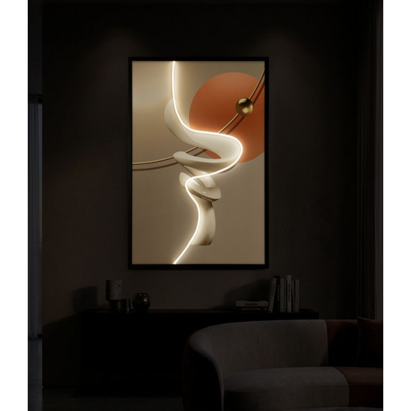 Grande Toile murale lumineuse LED abstraite graphique Cadre noir 80x120 Abstract B 