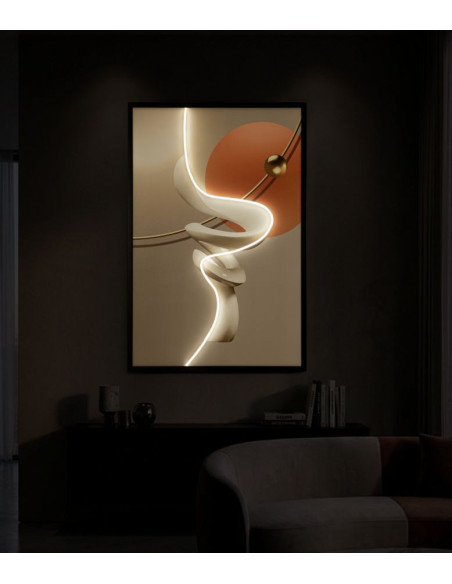 Grande Toile murale lumineuse LED abstraite graphique Cadre noir 80x120 Abstract B 