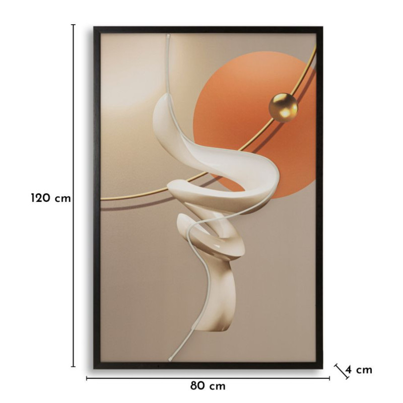 Grande Toile murale lumineuse LED abstraite graphique Cadre noir 80x120 Abstract B 