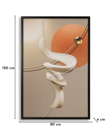 Grande Toile murale lumineuse LED abstraite graphique Cadre noir 80x120 Abstract B 