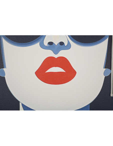 Grande Toile murale lumineuse LED Femme Lunettes Cadre noir 80x120 Cacille 