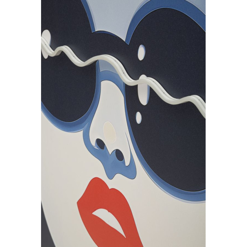 Grande Toile murale lumineuse LED Femme Lunettes Cadre noir 80x120 Cacille 