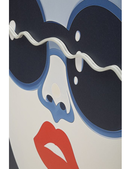 Grande Toile murale lumineuse LED Femme Lunettes Cadre noir 80x120 Cacille 