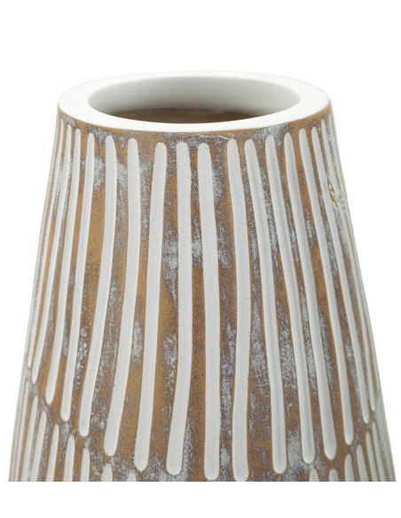 Grand Vase Style ethnique Conique H 47 cm Résine Blanc Patiné Hanoi 