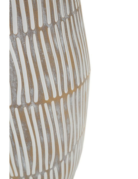 Grand Vase Style ethnique Conique H 47 cm Résine Blanc Patiné Hanoi 