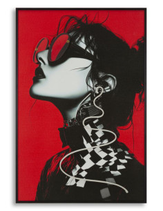 Toile murale lumineuse LED Pop art Femme Cadre noir 60x90 Finition 3D Psyco B 