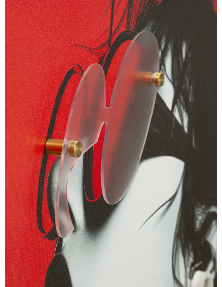 Toile murale lumineuse LED Pop art Femme Cadre noir 60x90 Finition 3D Psyco B 