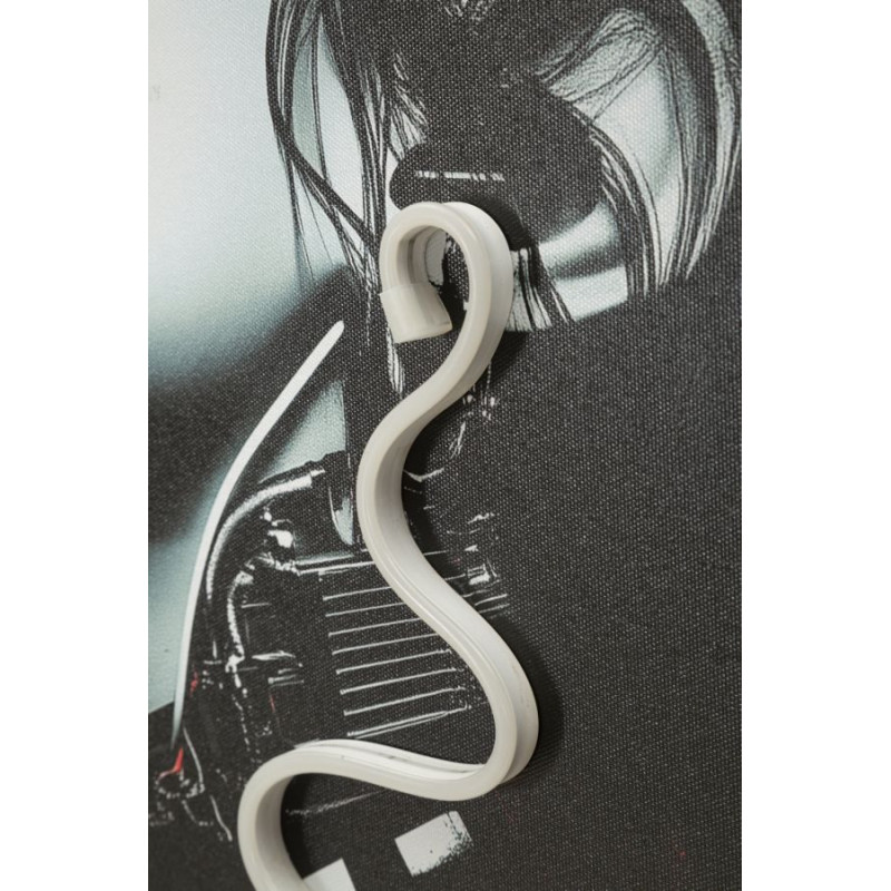 Toile murale lumineuse LED Pop art Femme Cadre noir 60x90 Finition 3D Psyco B 