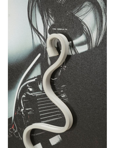 Toile murale lumineuse LED Pop art Femme Cadre noir 60x90 Finition 3D Psyco B 