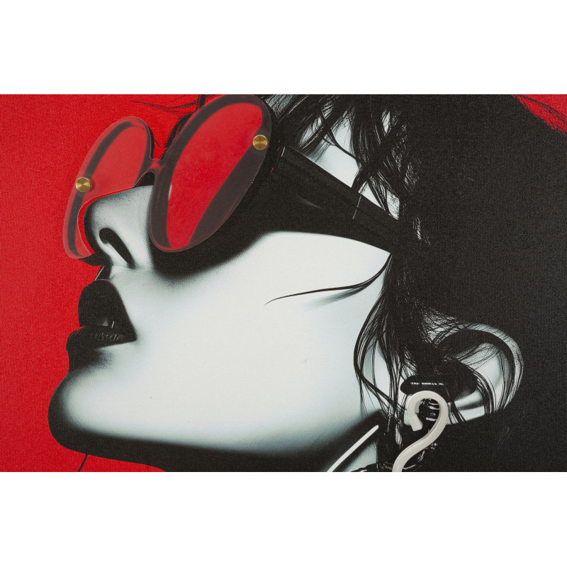 Toile murale lumineuse LED Pop art Femme Cadre noir 60x90 Finition 3D Psyco B 
