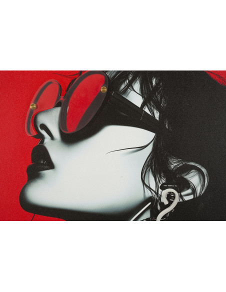 Toile murale lumineuse LED Pop art Femme Cadre noir 60x90 Finition 3D Psyco B 