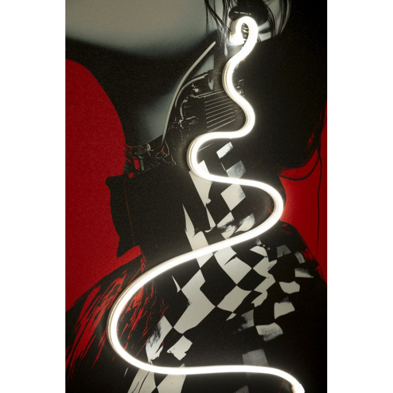 Toile murale lumineuse LED Pop art Femme Cadre noir 60x90 Finition 3D Psyco B 