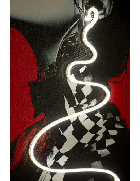 Toile murale lumineuse LED Pop art Femme Cadre noir 60x90 Finition 3D Psyco B 
