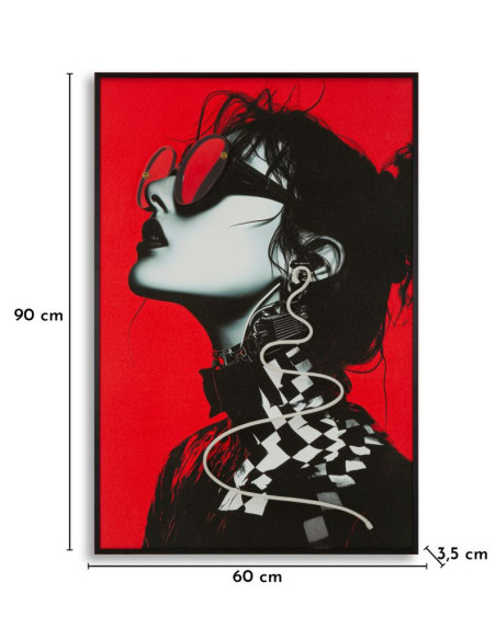 Toile murale lumineuse LED Pop art Femme Cadre noir 60x90 Finition 3D Psyco B 