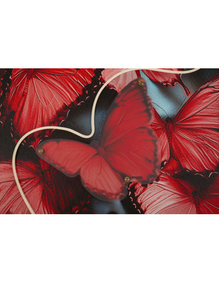 Toile murale lumineuse LED Femme papillons Cadre noir 60x90 Finition 3D Butterflies 