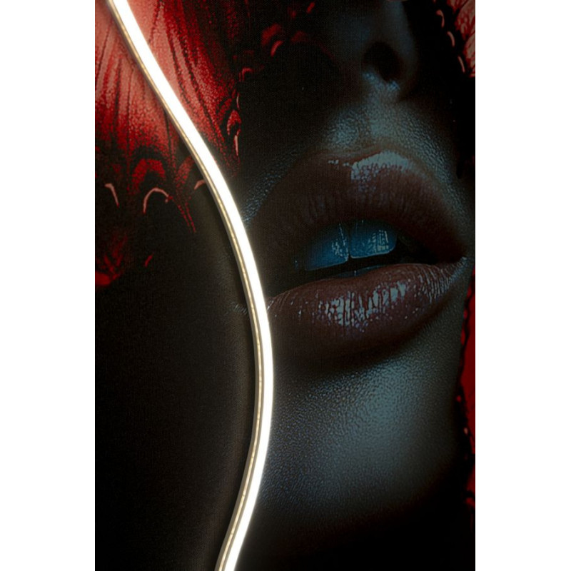 Toile murale lumineuse LED Femme papillons Cadre noir 60x90 Finition 3D Butterflies 