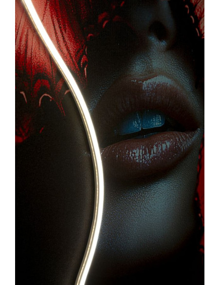 Toile murale lumineuse LED Femme papillons Cadre noir 60x90 Finition 3D Butterflies 