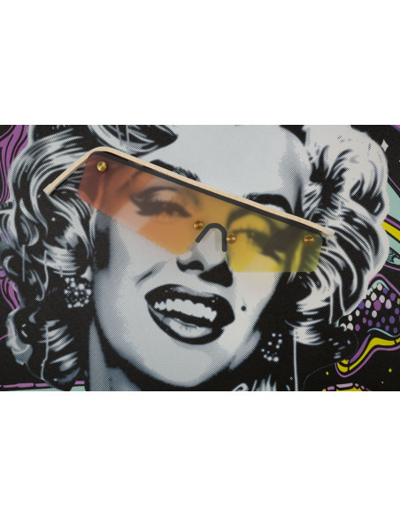 Toile murale lumineuse LED Pop art Cadre noir 60x90 Finition 3D Marilyn Monroe 