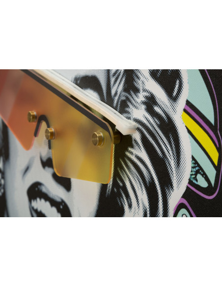 Toile murale lumineuse LED Pop art Cadre noir 60x90 Finition 3D Marilyn Monroe 