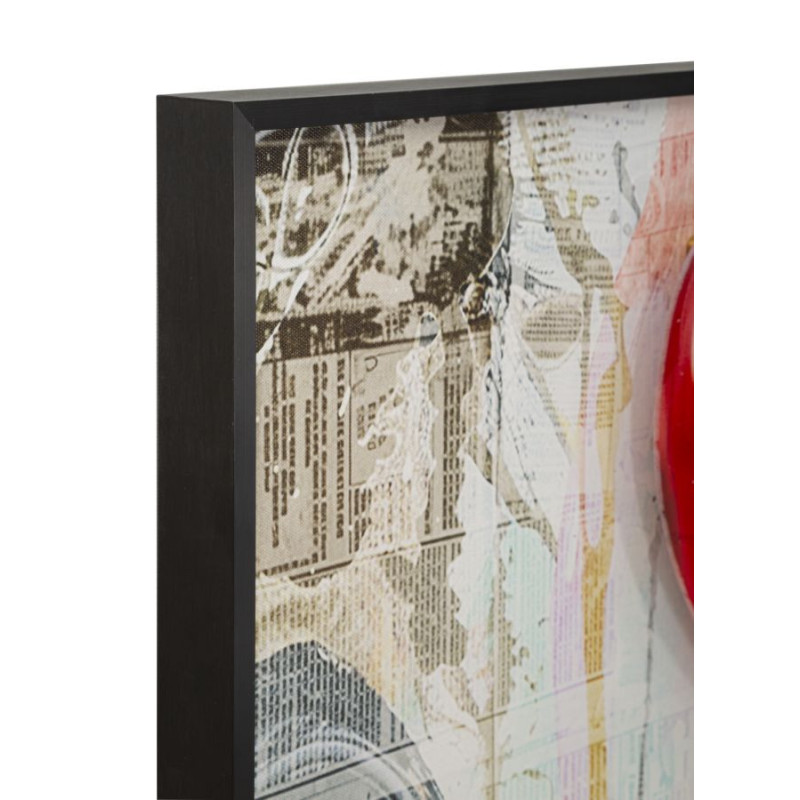 Toile murale lumineuse LED Pop art Enfant Ballon Coeur Cadre noir 60x90 Finition 3D Herat 