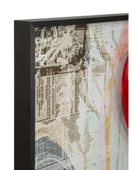 Toile murale lumineuse LED Pop art Enfant Ballon Coeur Cadre noir 60x90 Finition 3D Herat 