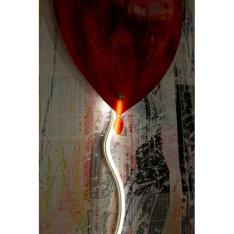 Toile murale lumineuse LED Pop art Enfant Ballon Coeur Cadre noir 60x90 Finition 3D Herat 