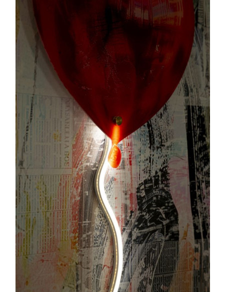 Toile murale lumineuse LED Pop art Enfant Ballon Coeur Cadre noir 60x90 Finition 3D Herat 