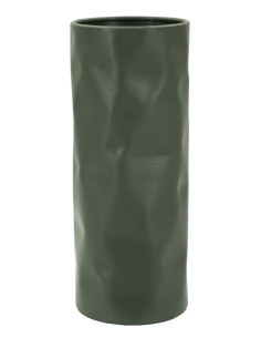 Vase design minimaliste Cylindrique H 30 cm Métal Vert Martelé Norimberga 