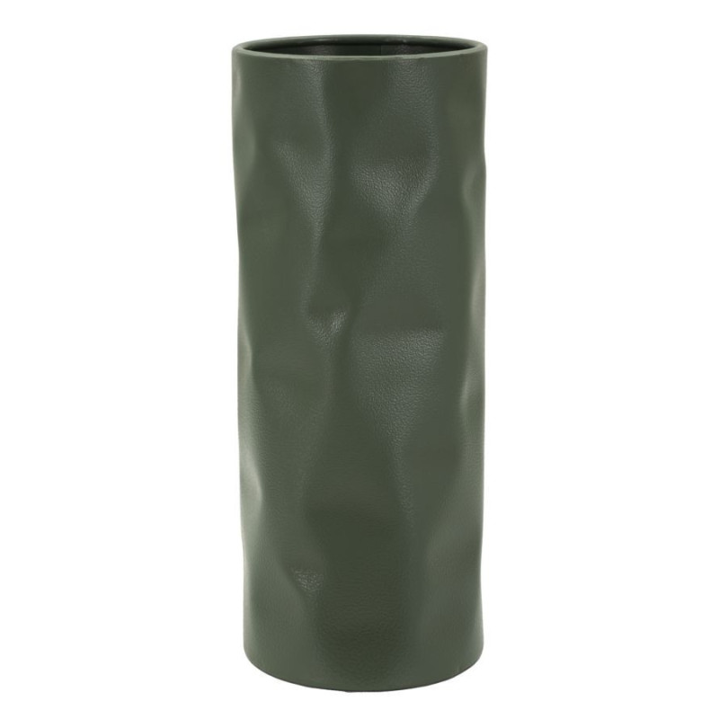 Vase design minimaliste Cylindrique H 30 cm Métal Vert Martelé Norimberga 