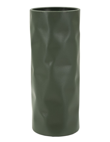 Vase design minimaliste Cylindrique H 30 cm Métal Vert Martelé Norimberga 