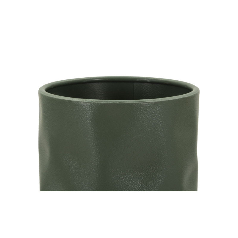 Vase design minimaliste Cylindrique H 30 cm Métal Vert Martelé Norimberga 