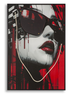 Toile murale lumineuse LED Pop art Femme Cadre noir 60x90 Finition 3D Psyco A 