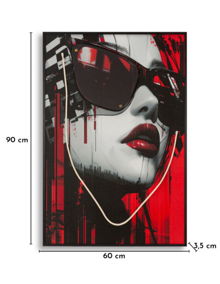 Toile murale lumineuse LED Pop art Femme Cadre noir 60x90 Finition 3D Psyco A 