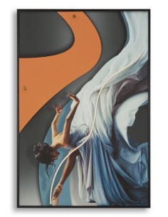 Toile murale lumineuse LED Danseuse classique Cadre noir 60x90 Finition 3D Dancer 