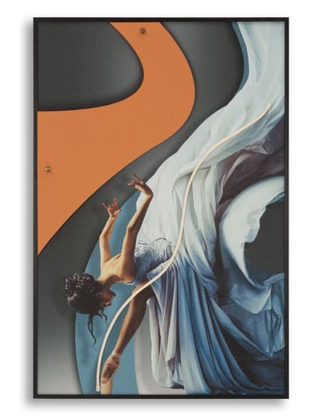 Toile murale lumineuse LED Danseuse classique Cadre noir 60x90 Finition 3D Dancer 