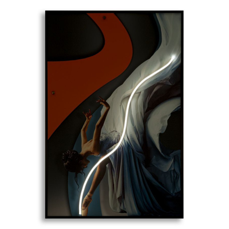 Toile murale lumineuse LED Danseuse classique Cadre noir 60x90 Finition 3D Dancer 