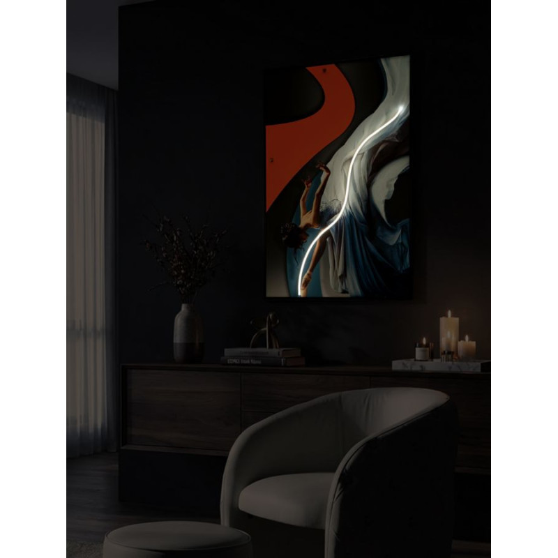 Toile murale lumineuse LED Danseuse classique Cadre noir 60x90 Finition 3D Dancer 