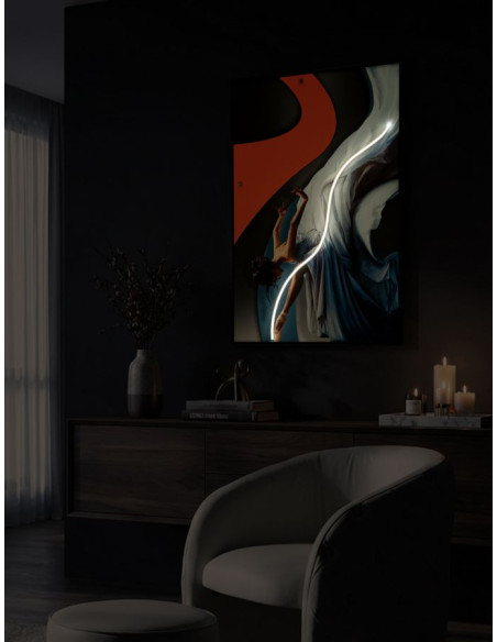 Toile murale lumineuse LED Danseuse classique Cadre noir 60x90 Finition 3D Dancer 