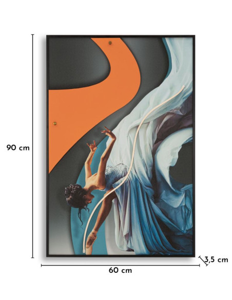 Toile murale lumineuse LED Danseuse classique Cadre noir 60x90 Finition 3D Dancer 