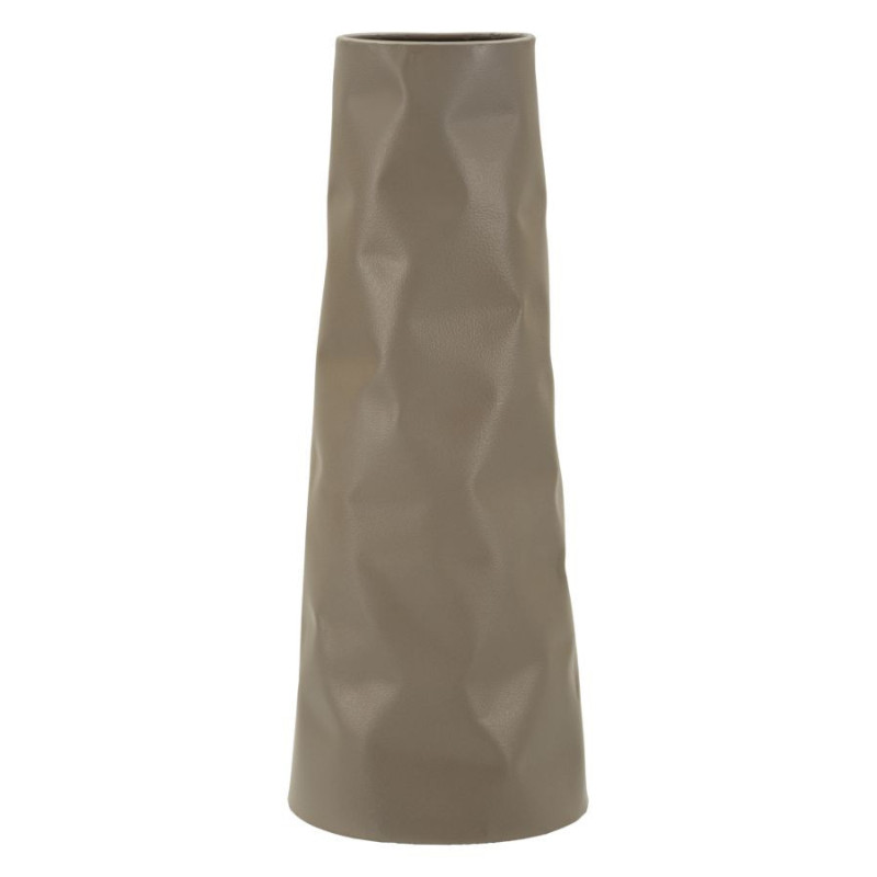 Grand Vase design minimaliste Conique H 50 cm Métal Crème Martelé Norimberga 