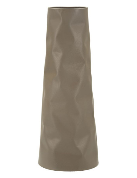 Grand Vase design minimaliste Conique H 50 cm Métal Crème Martelé Norimberga 