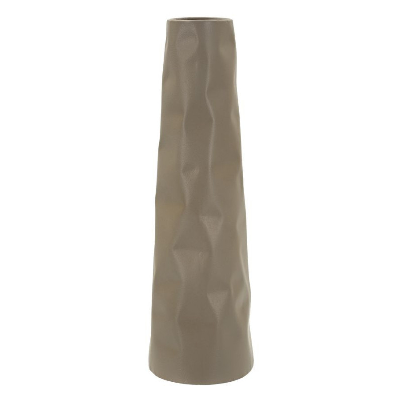 Grand Vase design minimaliste Conique H 50 cm Métal Crème Martelé Norimberga 